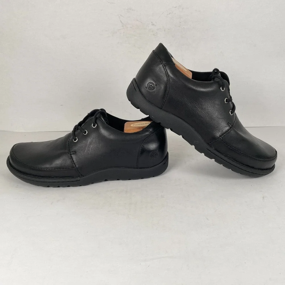 Born Nigel 3-Eye Oxford Loafers Mens Size 8 M Black Leather Lace Up Casual Shoes
